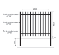 Забор из профильной трубы Арт. тп-1