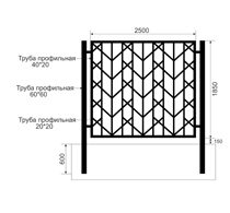 Забор из профильной трубы Арт. тп-14