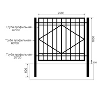Забор из профильной трубы Арт. тп-8